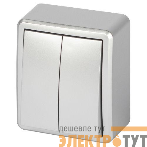 Выключатель 2-кл. ОП Эксперт 11-1204-03 IP20 10АХ-250В алюм. Эра Б0063035