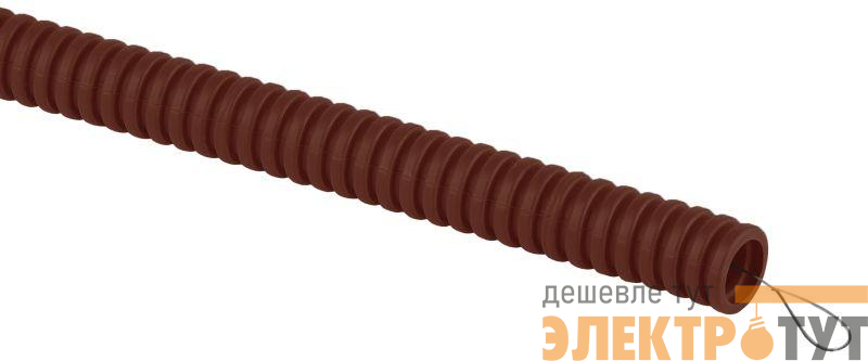 Труба гофрированная легкая ПВХ d25мм с протяжкой дуб (уп.25м) Эра Б0043216