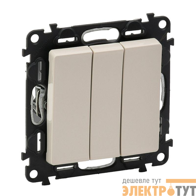 Механизм выключателя 3-кл. СП Valena Life 10А IP20 250В 10АХ с лицевой панелью; винтовые зажимы сл. кость Leg 752503
