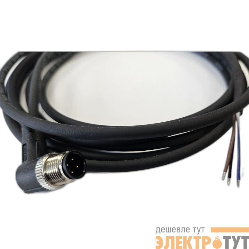 Кабель M12 4A штыревой 3000мм угловой полиуретан свободный конец СЦМ120029-04A-2-03000 черн. СТЭЗ 185210565