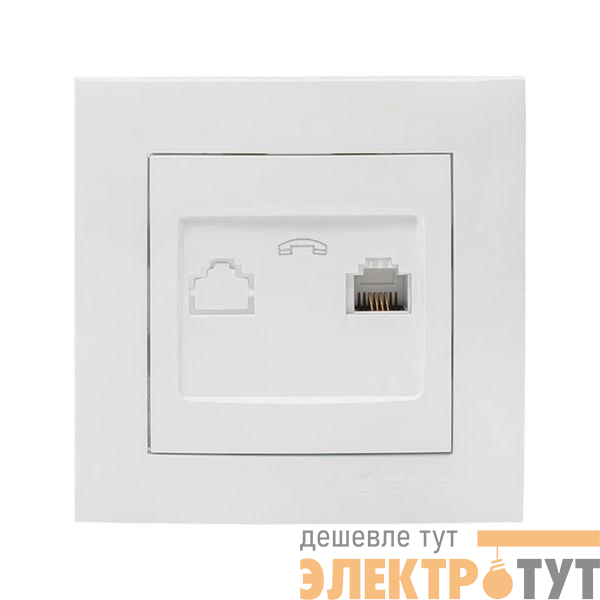 Розетка телефонная 1-м СП Валенсия RJ11 бел. PROxima EKF EWT01-034-10