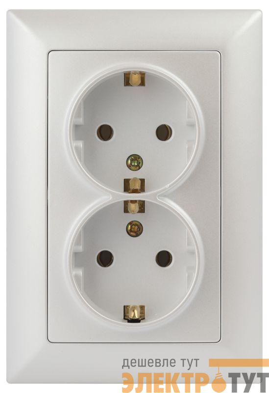 Розетка 2-м СП Solo 4-205-06 16А 250В IP20 2х2P+E Schuko с заземл. перламутр Intro Б0053678