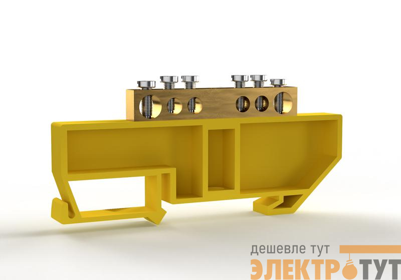 Шина PE "земля" на DIN-изоляторе 6х9мм 6 отвер. латунь TOKOV ELECTRIC TKE-BCB-69-6-DIN/PE