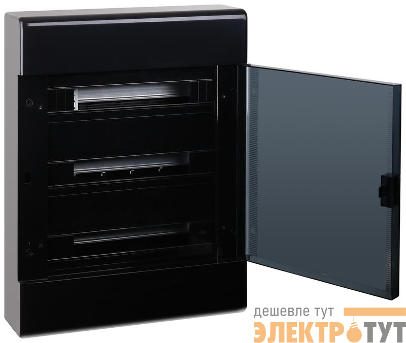 Щиток Тусо открытая проводка на 54 модуля с дверцей 648х468х116мм черн. Ruvinil 68054Ч