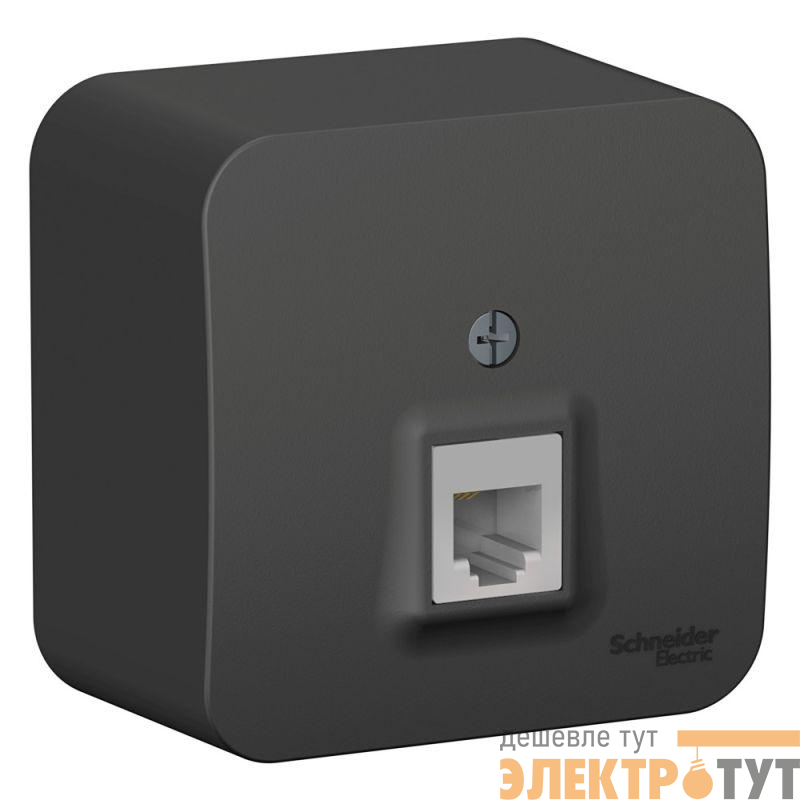 Розетка телефонная 1-м ОП Blanca RJ11 с изолир. пластиной антрацит SE BLNIA011006