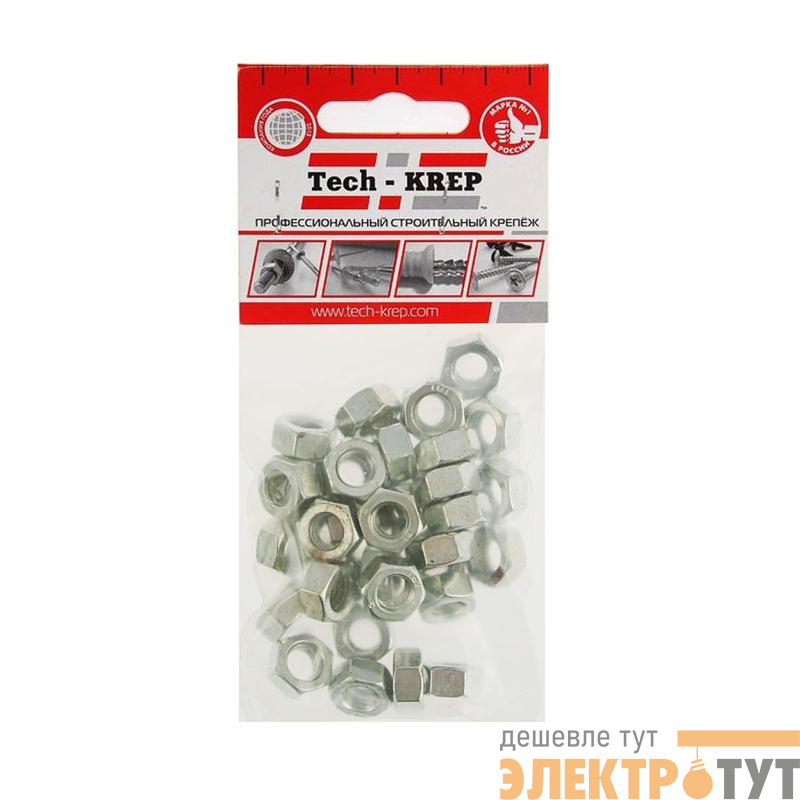 Гайка шестигранная М8 DIN934 цинк. (пакет) (уп.35шт) Tech-Krep/Zitar 103026