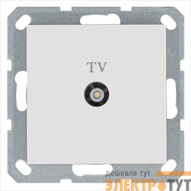 Розетка телевизионная оконечная TV Ф9.5мм механизм бел. глянцевый Jasmart G6001W