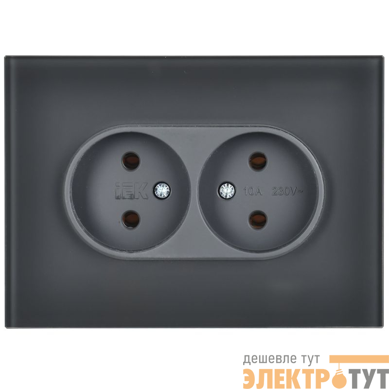 Розетка 2-м SKANDY 10А без заземл. без защ. шторок для плоской вилки SK-R03G графит IEK SK-R20-10-K53