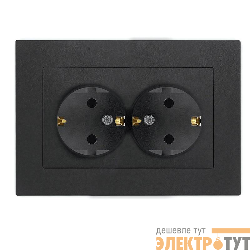 Розетка 2-м СП Афина 16А IP20 с заземл. в сборе графит Universal A0128-Gr