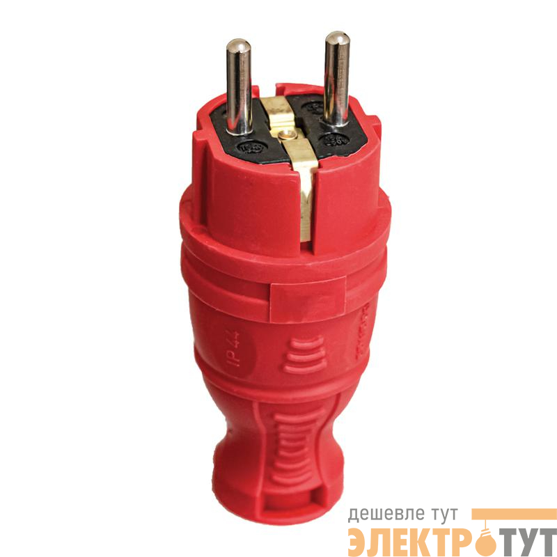 Вилка прямая с заземл. IP44 каучук красн. TOKOV TKE-C13-KV-Z