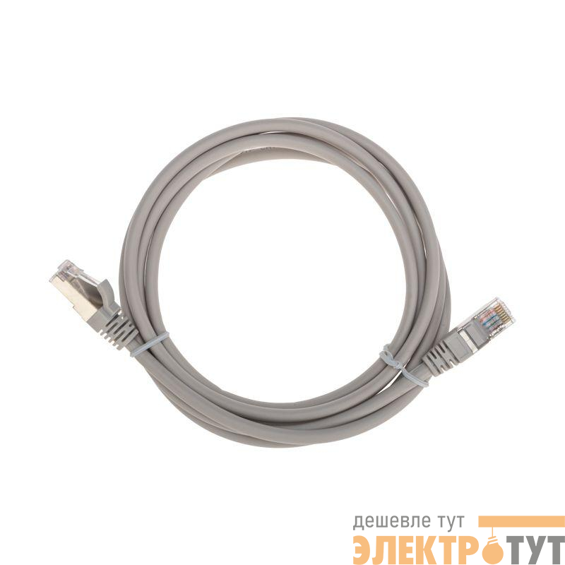 Патч-корд F/UTP кат.5e RJ45-RJ45 26AWG LSZH 2м сер. Rexant 02-0110-2