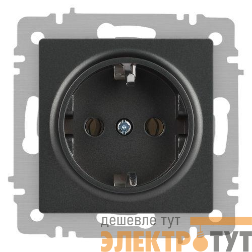 Розетка 1-м СП Accent 6-202-07 16А IP20 250В 2P+E Schuko графит Intro Б0063697