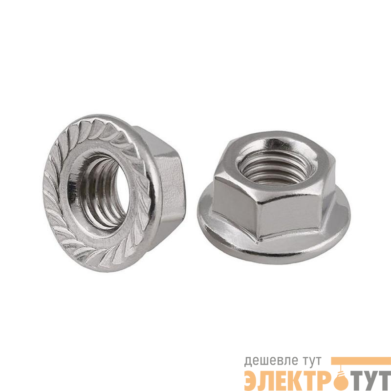Гайка шестигранная с фланцем DIN6923 М6 оцинк. (пакет) (уп.200шт) Tech-Krep/Zitar 141611