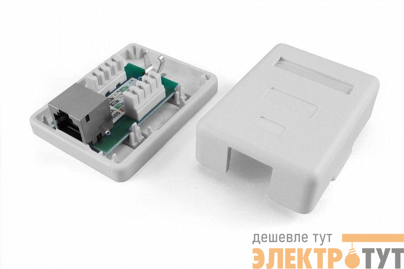 Розетка компьютерная 1-м ОП SB1-1-8P8C-C5e-SH-WH RJ45 (8P8C) кат.5E экранир. Dual IDC Hyperline 430229