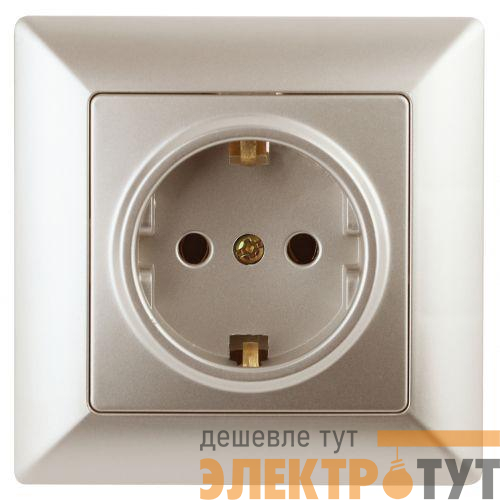 Розетка 1-м СП Solo 4-202-04 16А 250В IP20 2P+E Schuko с заземл. шампань Intro Б0053652