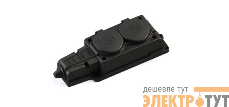 Колодка удлинителя 2-м MultiSet 16А 250В IP44 с заземл. каучук черн. SE MST4102BK