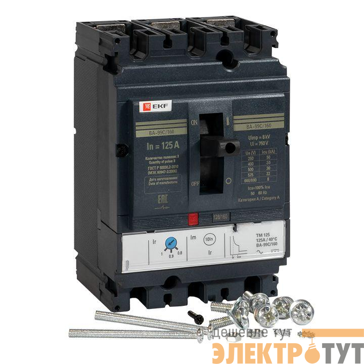 Выключатель автоматический 3п 160/125А 36кА ВА-99C Compact NS PROxima EKF mccb99C-160-125