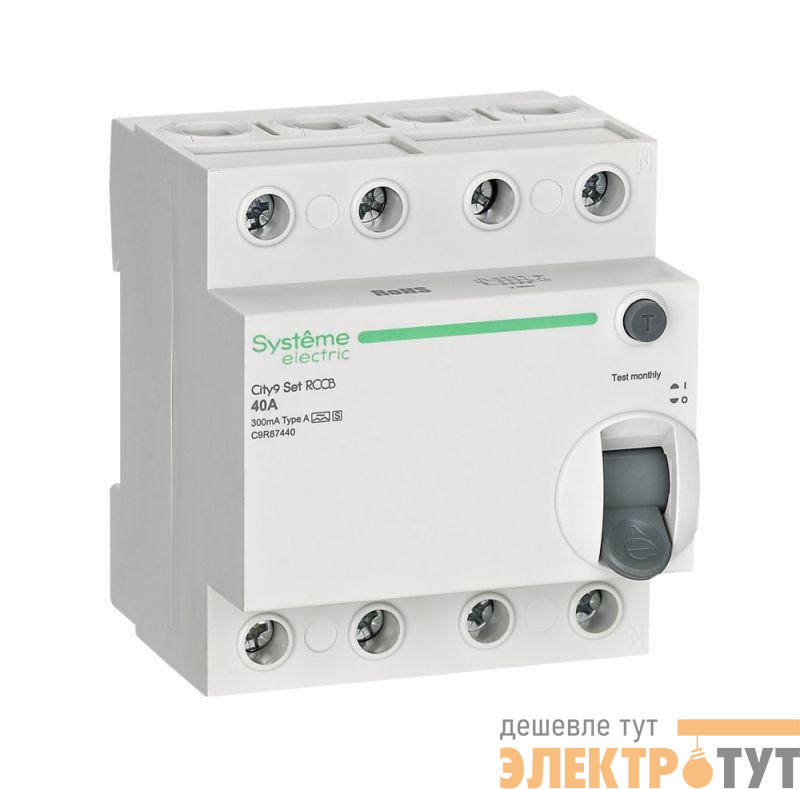 Выключатель дифференциального тока City9 Set 4п 40А 300мА A-S 400В SE C9R87440