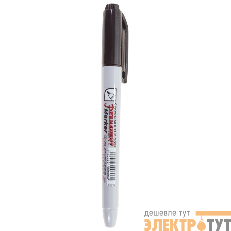 Маркер перманентный "Multi Marker Super Slim" 1мм пулевидный черн. Crown 08-8001