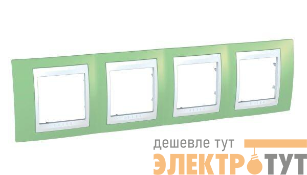 Рамка 4-м Unica Хамелеон горизонт. зел. яблоко/бел. SchE MGU6.008.863