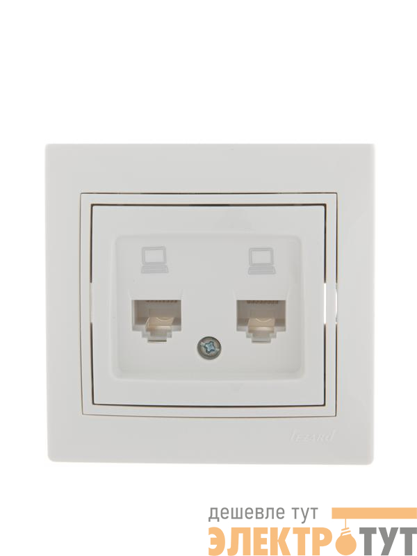 Розетка компьютерная 2-м СП Mira RJ45 бел./бел. LEZARD 701-0202-141