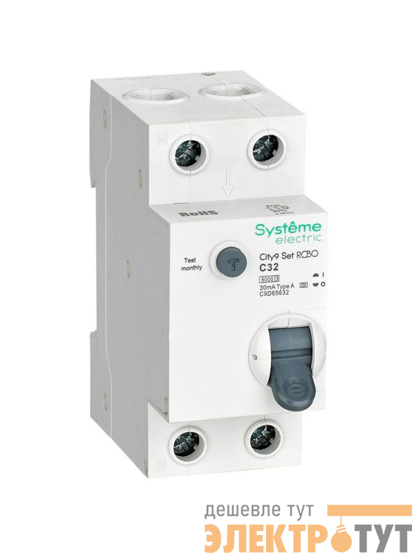 Выключатель автоматический дифференциального тока City9 Set (АВДТ) 1P+N C 32А 6кА 30мА Тип-A 230В SE C9D65632