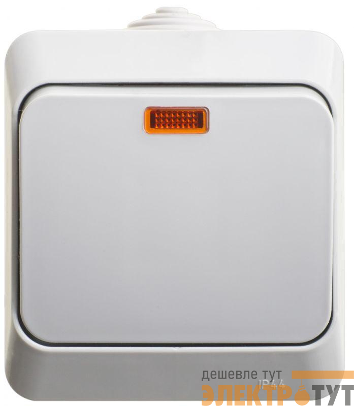 Выключатель 1-кл. ОП Этюд 10А IP44 10AX с подсветкой сер. SchE BA10-045C
