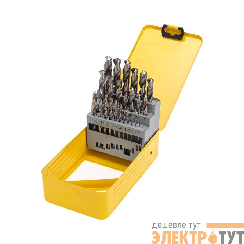 Набор сверл по металлу 1-13мм (через 0.5мм) HSS цилиндрический хвостовик метал. кейс 25шт Kranz KR-91-0637