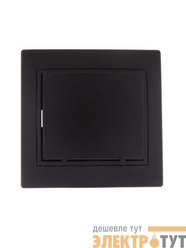 Розетка 1-м СП Mira с заземл. с защ. крышкой керамика черн. бархат LEZARD 701-4242-123