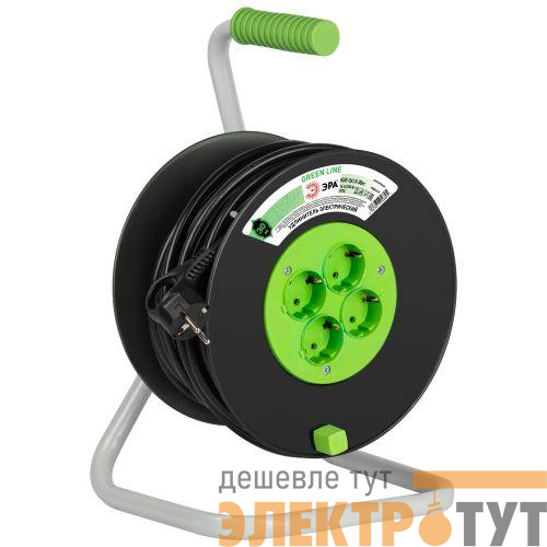 Удлинитель на пластик. катушке 4х30м с заземл. KAT-3x1.5-30m Greenline ПВС 3х1.5 Эра Б0065110