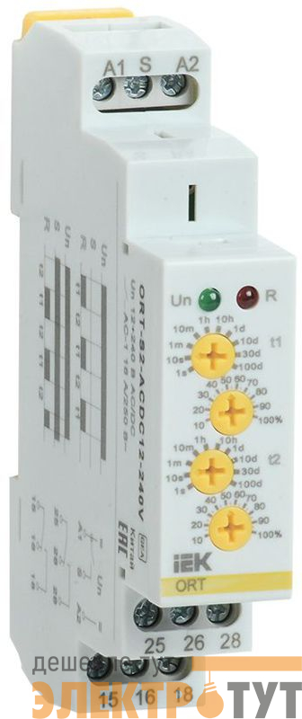 Реле циклическое ORT 2 контакта 12-240В AC/DC IEK ORT-S2-ACDC12-240V