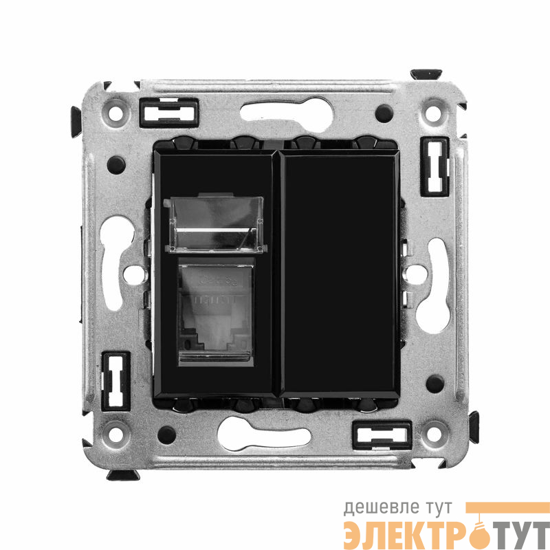 Розетка компьютерная 1-м СП Avanti "Черный квадрат" RJ45 кат.5E DKC 4402463