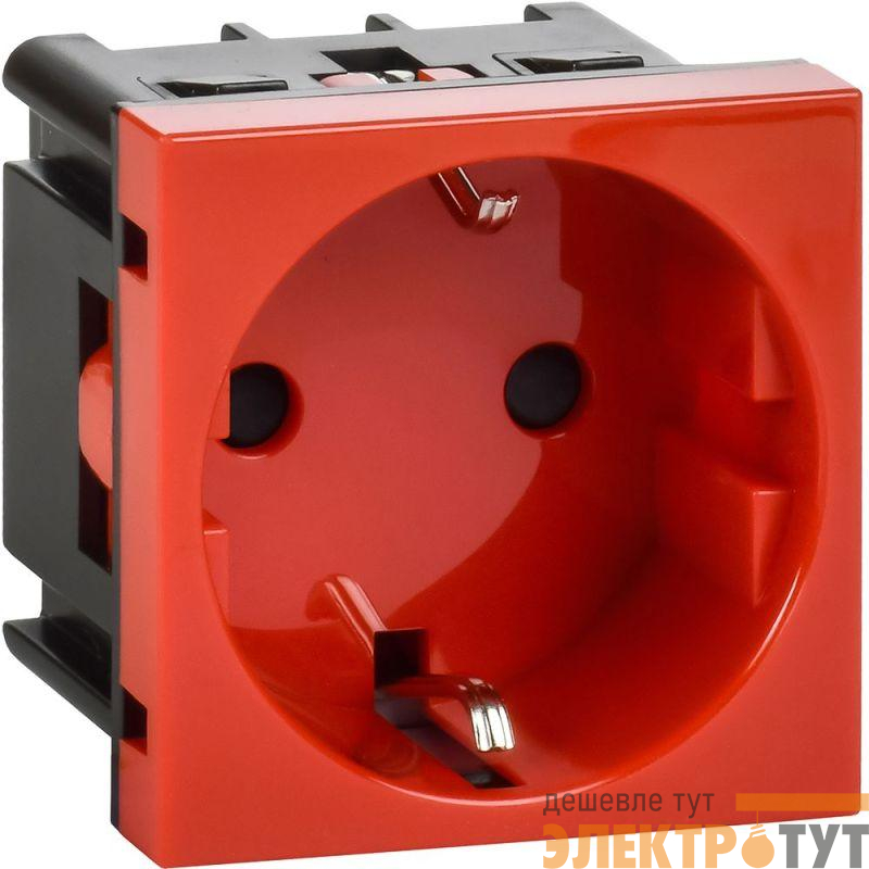 Розетка 2мод. 16А 250В 90град. с заземл. защ. шторки винт. зажимы красн. ИЭК Leg 4525047