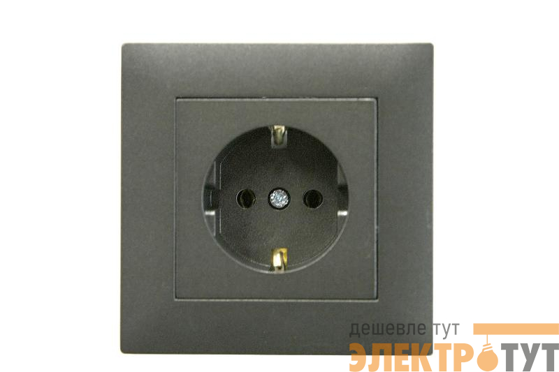 Розетка 1-м Karea RIZZ STAR с заземл. дым. металлик Makel 88050028