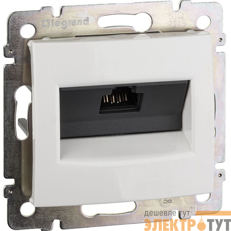 Розетка компьютерная 1-м СП Valena RJ45 кат.5E UTP на захватах механизм бел. IEK 774230