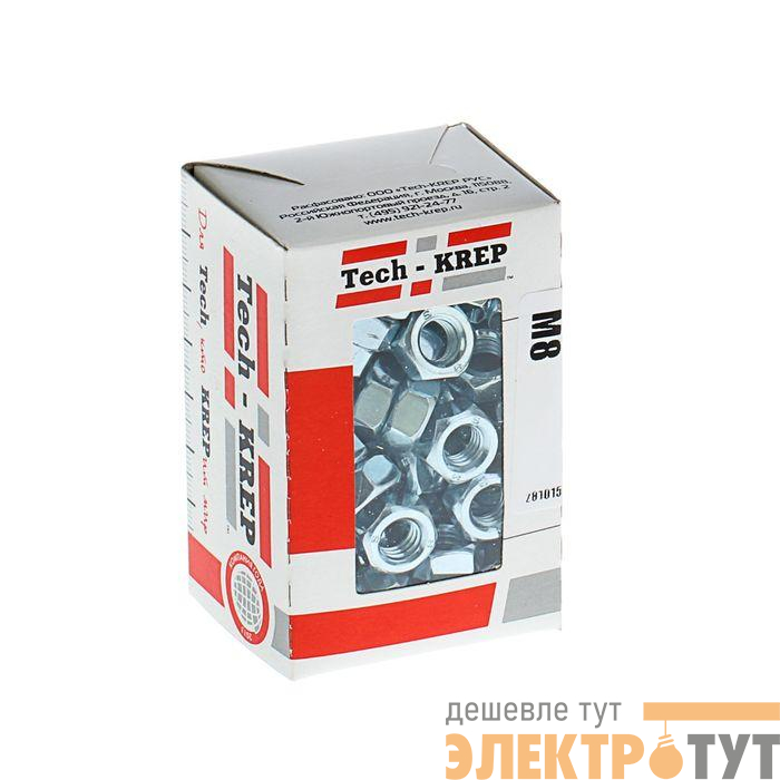 Гайка шестигранная DIN934 М8 оцинк. (уп.100шт) Tech-Krep/Zitar 105248