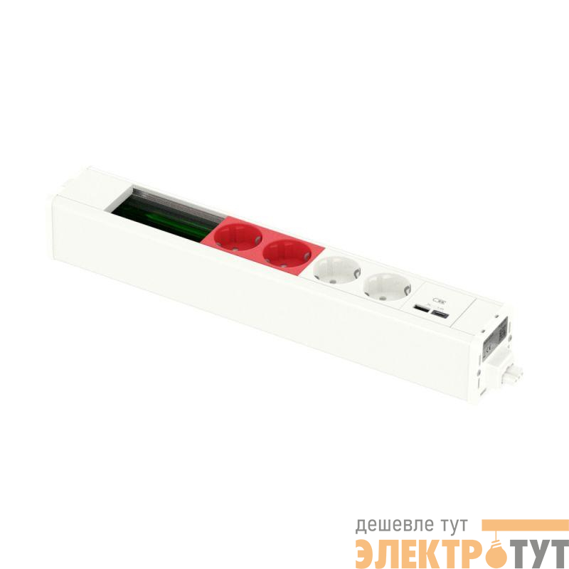 Блок US+ 2хРозетка бел. + 2хРозетка красн. + 2хUSB A/C + место (45х90) под VDI бел. SchE INS44268