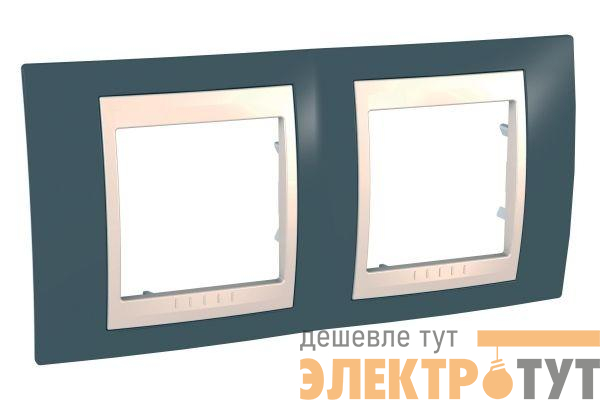 Рамка 2-м Unica Хамелеон горизонт. серо-зел./беж. SchE MGU6.004.577