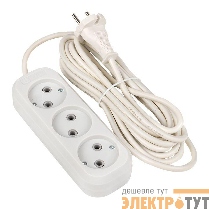 Удлинитель 3х5м без заземл. 10А "Эксперт" 2.2кВт ПВС 2х0.75 PROxima EKF UBA10-275-3-05