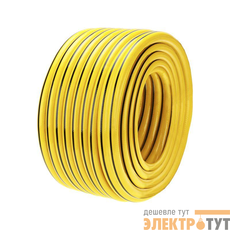 Шланг поливочный ПВХ 3-х слойный армированный 3/4дюйм 50м Профи Плюс ЧЕТЫРЕ СЕЗОНА 62-0230-1