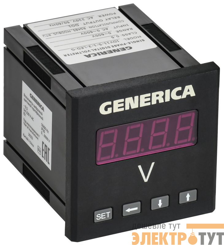 Вольтметр цифровой щитовой 1ф DO RS-485 72х72 LED GENERICA IDV11-5-1-3-LED-G