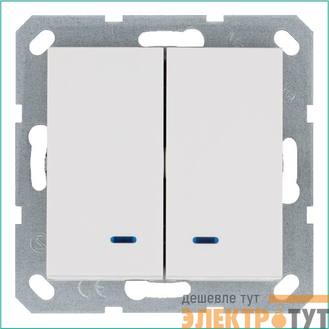 Выключатель 2-кл. 10А IP20 с подсветкой механизм бел. глянцевый Jasmart G3023NW