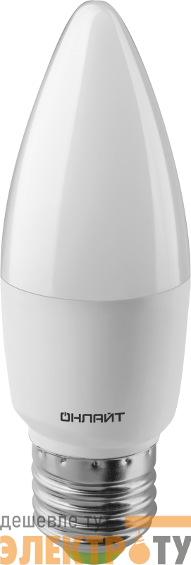 Лампа светодиодная 61 960 OLL-C37-10-230-4K-E27-FR 10Вт свеча 4000К нейтр. бел. E27 1000лм 176-264В ОНЛАЙТ 61960