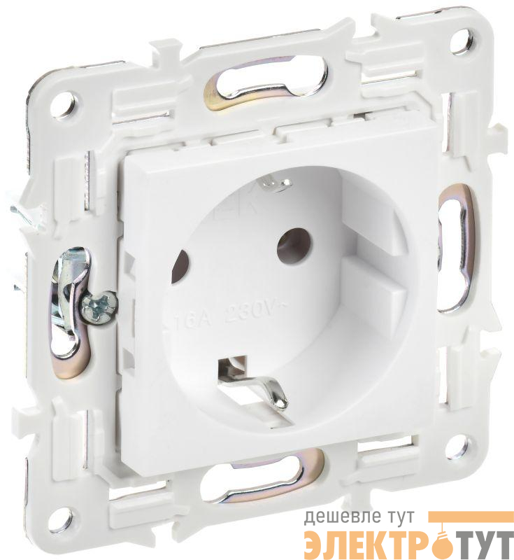 Розетка SKANDY 16А с заземл. без защ. шторок SK-R05W арктич. бел. IEK SK-R11-16-K01
