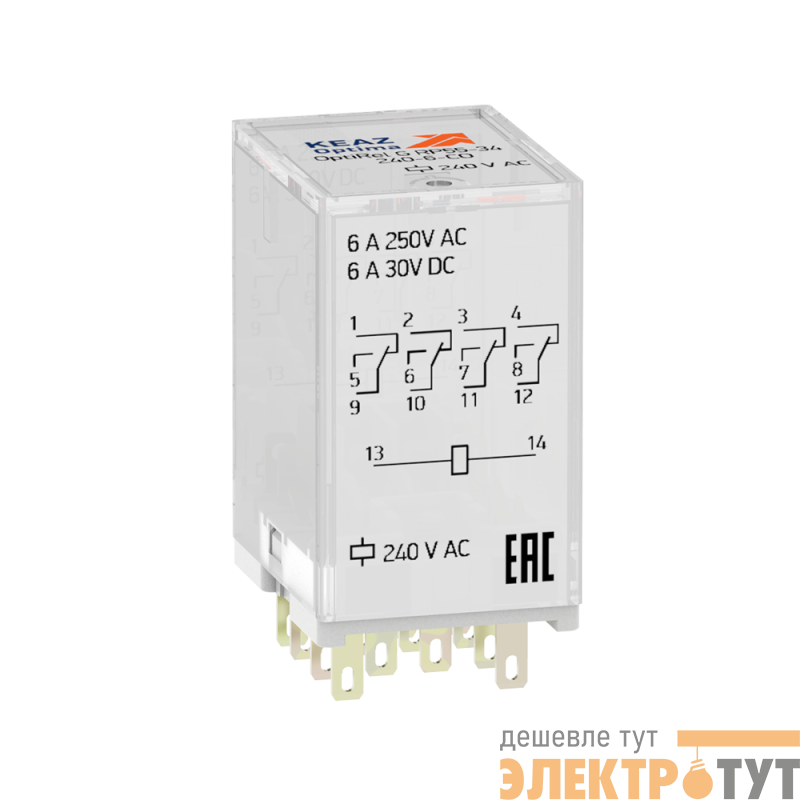 Реле промежуточное OptiRel G RP55-34-240-6-CO/TIL КЭАЗ 281117