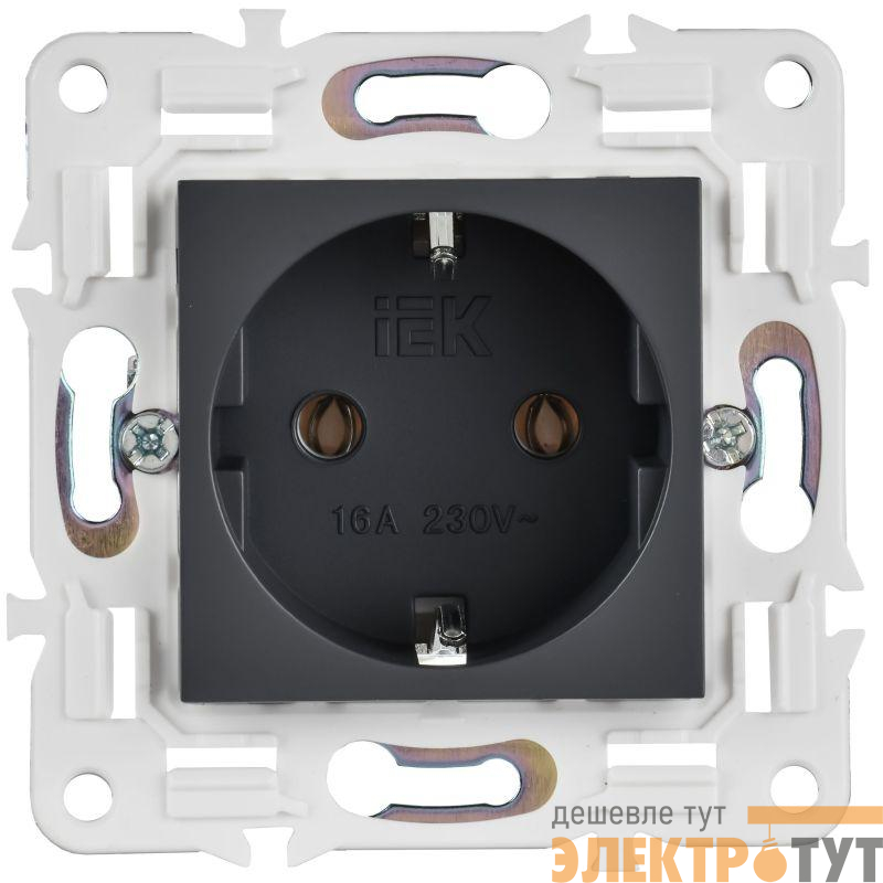 Розетка SKANDY 16А с заземл. без защ. шторок SK-R05T титан IEK SK-R11-16-K48