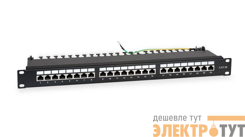 Патч-панель 19дюйм 1U кат.5E полн. экранир. 24 порта RJ45 Dual IDC WR-PL-24-C5E-SH-D черн. WRline 505210