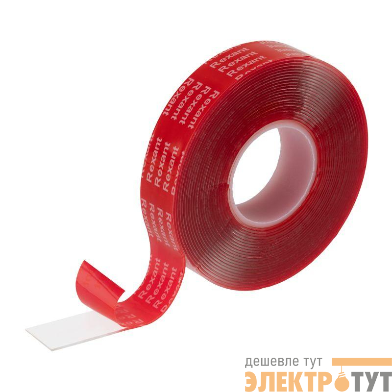 Лента клейкая двухсторонняя прозрачная на VHB акриловой основе 20ммх5м Rexant 09-6059