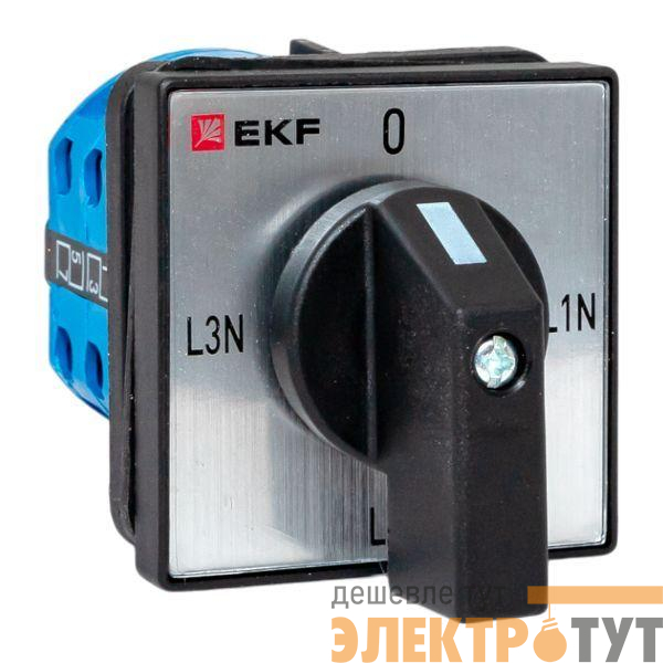 Переключатель кулачковый ПК-1-84 4п 10А для вольтметра (фазное напряжение) IP65 EKF pk-1-84-10-65