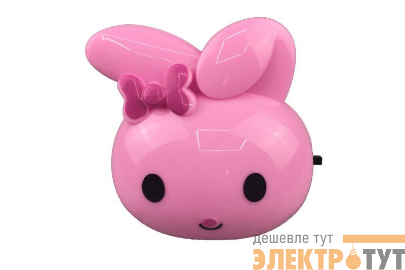 Светильник светодиодный NL-233 "Заяц" 220В ночник с выкл. розов. Camelion 13808